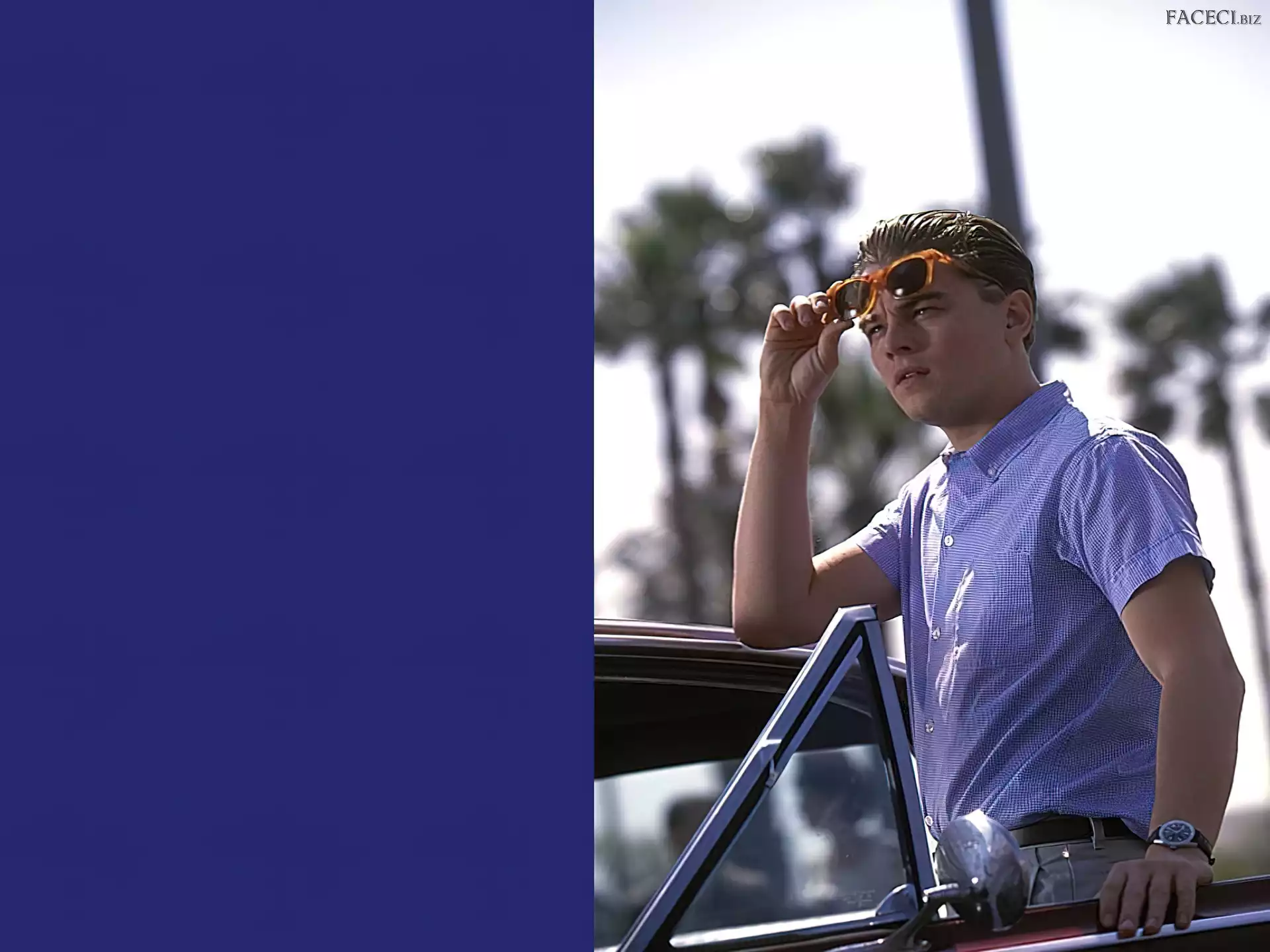 Leonardo DiCaprio, niebieska koszula